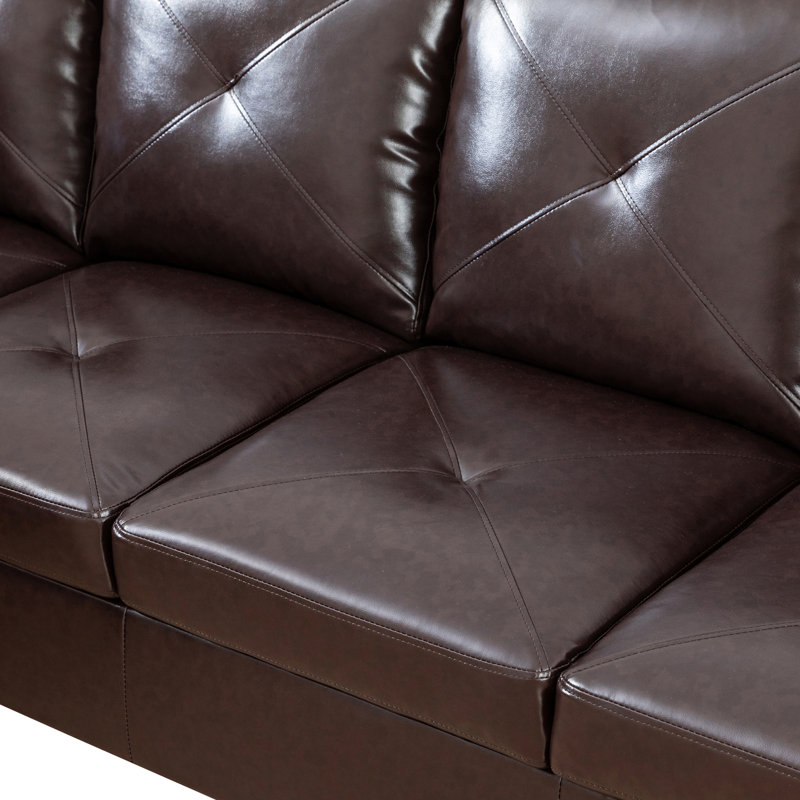 Delayna Faux Leather Sectional, Brown Faux Leather, Black, Left Hand Facing
