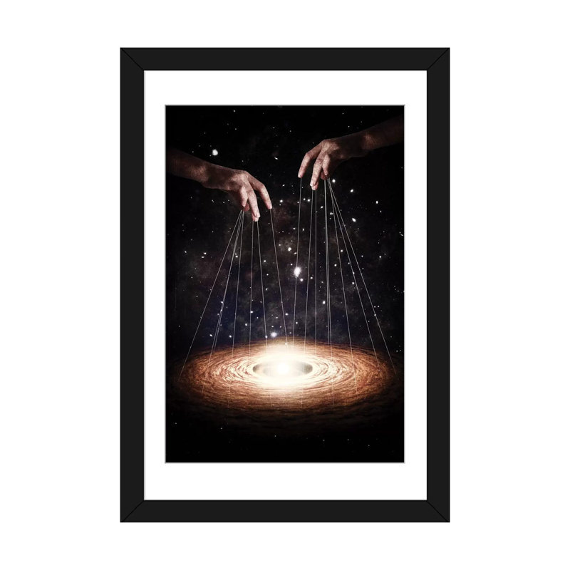 « the puppeteer », impression sur toile, H 32 po x l 24 po x P 1 po, Papier d'art encadré noir, Blanc
