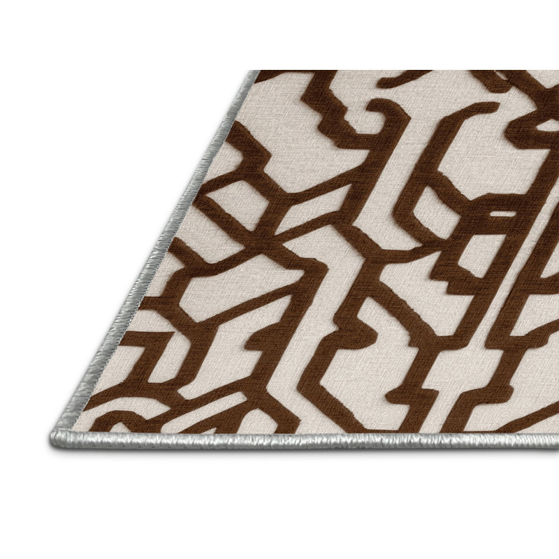 Machine Washable Trellis Beige Area Rug