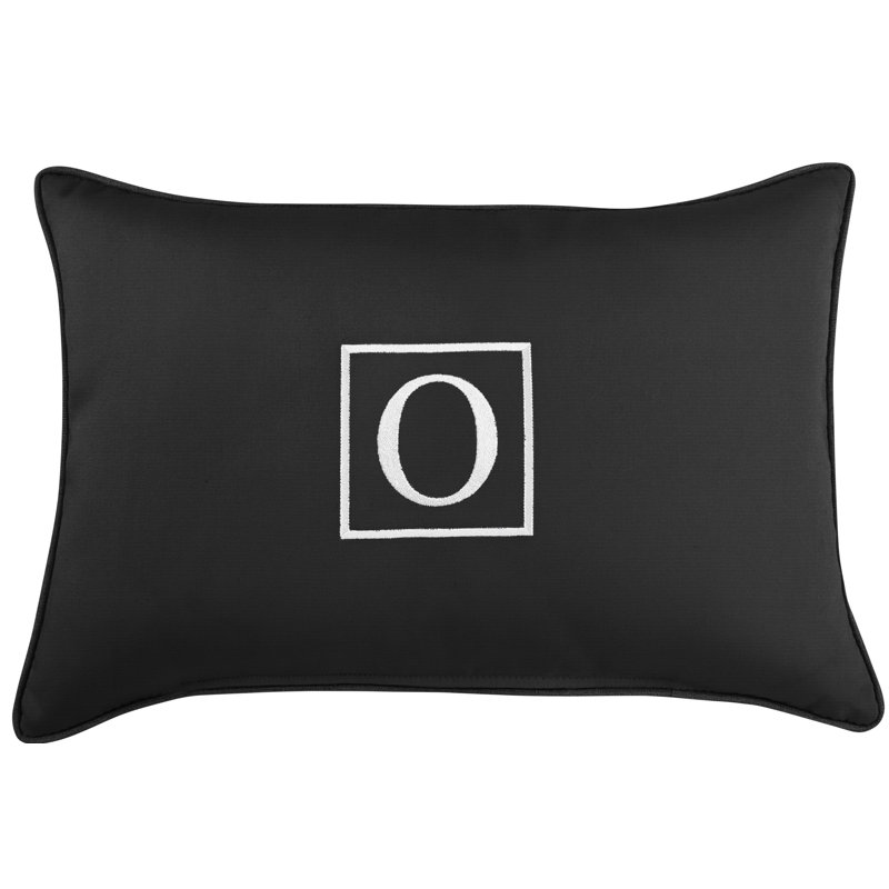 Kerrell Embroidered Sunbrella® Outdoor Throw Pillow, O, Black
