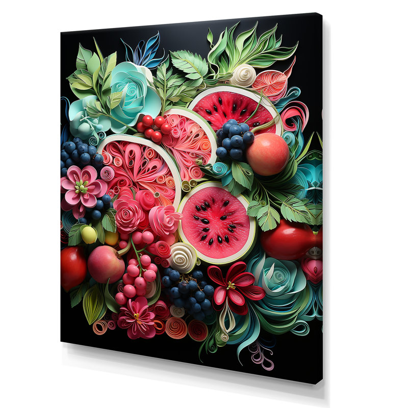 «Red Traditional Melon Harvest» - art mural Melon, H 32 po x l 16 po x P 1 po