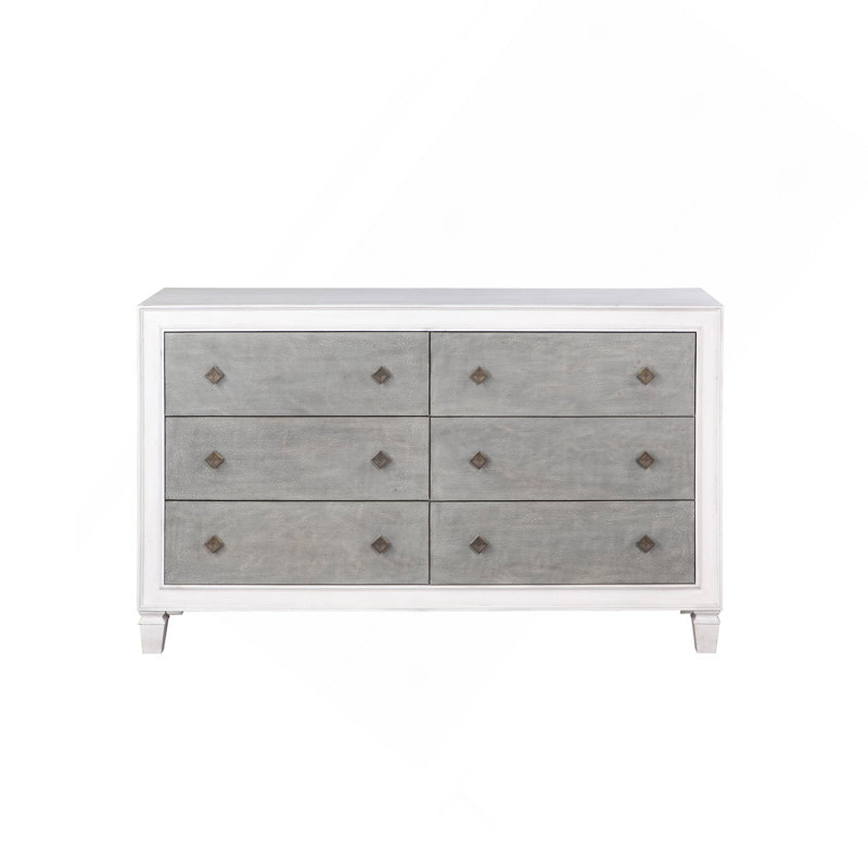 Commode Katia gris rustique et blanc vieilli