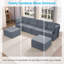 Canapé modulaire de 116 po, siège profond en tissu de lin avec repose-pieds et chaise mobiles gris foncé-319278114