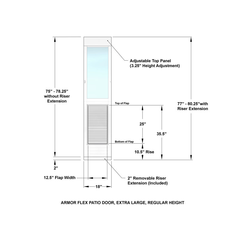 96'' H Metal Pet Door, Extra Large (80.25" H x 18" W x 1" D)
