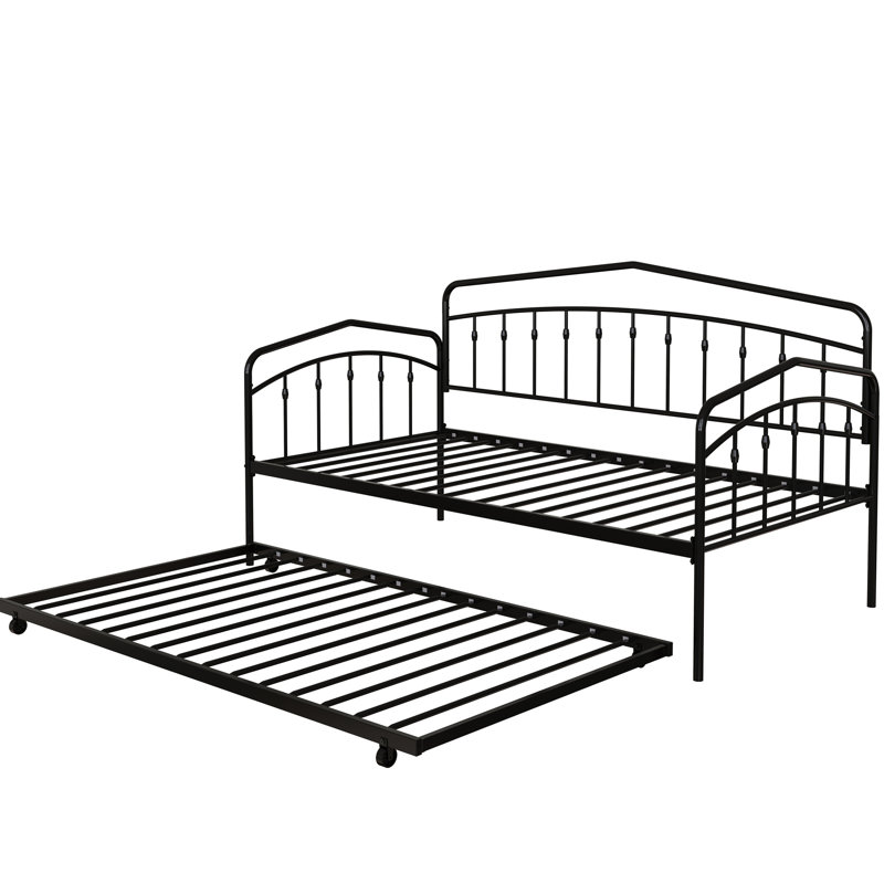 Twin Daybed With Trundle, Black - Metal, Bedroom Certain Outstanding