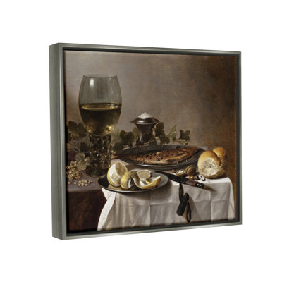 Nature morte au vin de hareng et au pain, peinture de Peter Claesz - Peinture sur toile