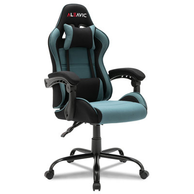 Ergonomic Gaming Chair With Massage & Lumbar Support - High Back Reclining Computer Chair For Adults, Soft Double Padded Office Chair With Adjustable Headrest & Height, Black/Blue - & Gaming Desk Chair