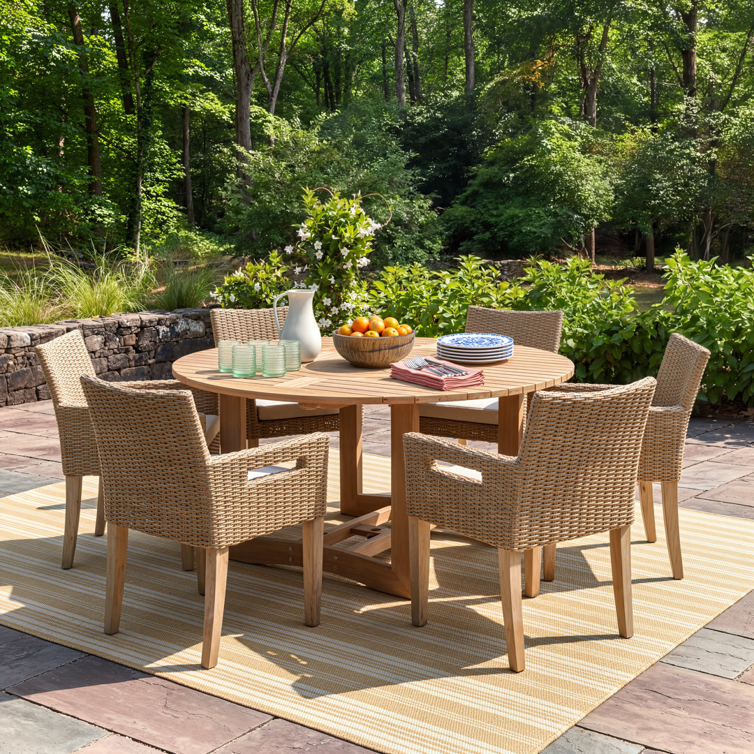 Fleur 6 - Person Patio Dining Set with Round Table , Cushions Included Birch Lane™