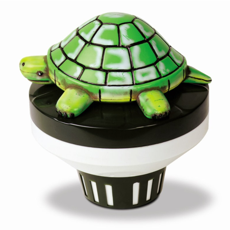 Distributeur de chlore flottant pour piscine Turtle - 7,5 po - vert et noir