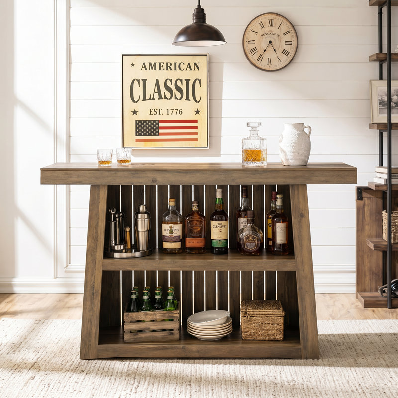 Table de bar avec rangement à 2 niveaux et repose-pieds