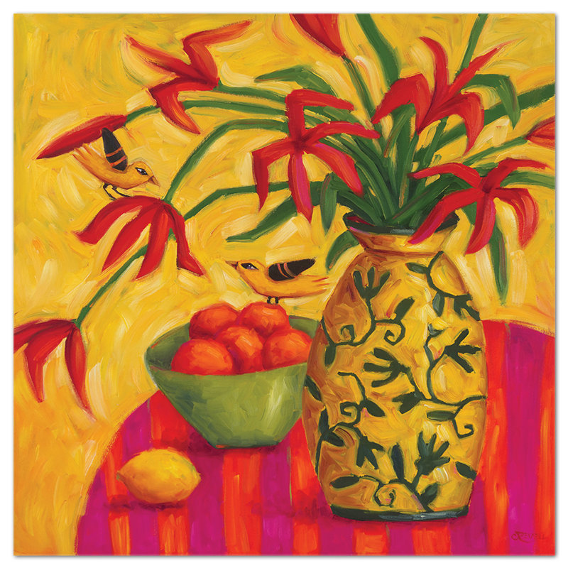 Vaso Dorato by Cindy Revell - No Frame Painting on Glass