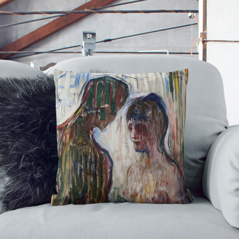 Nude Man And Woman Square Throw Cushion, Black, 55cm H x 55cm W x 20cm D