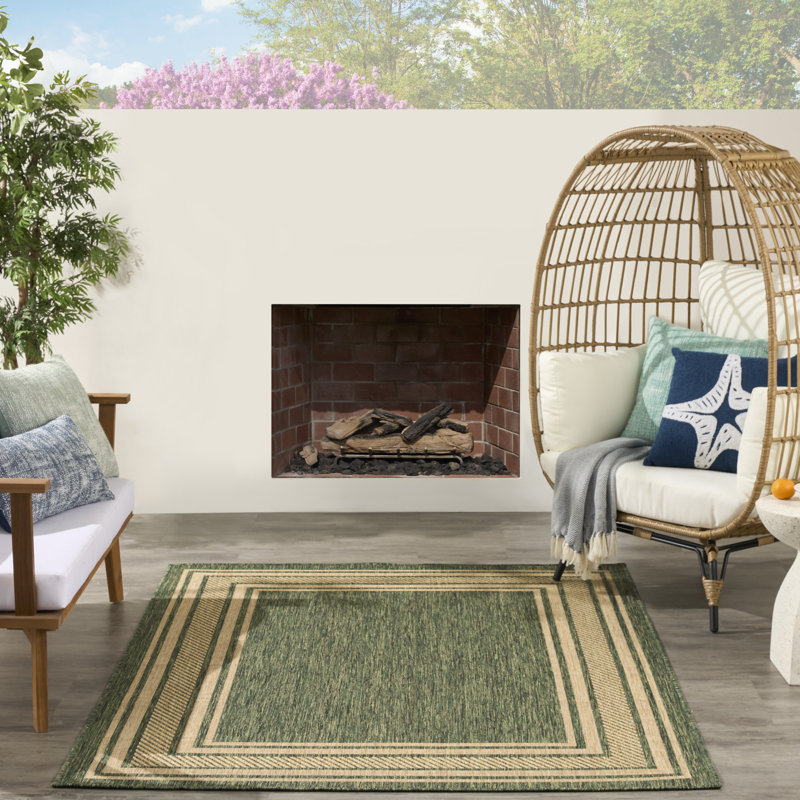 Tapis intérieur / extérieur moderne Horizon, Rectangle 4pi x 6 pi, Vert