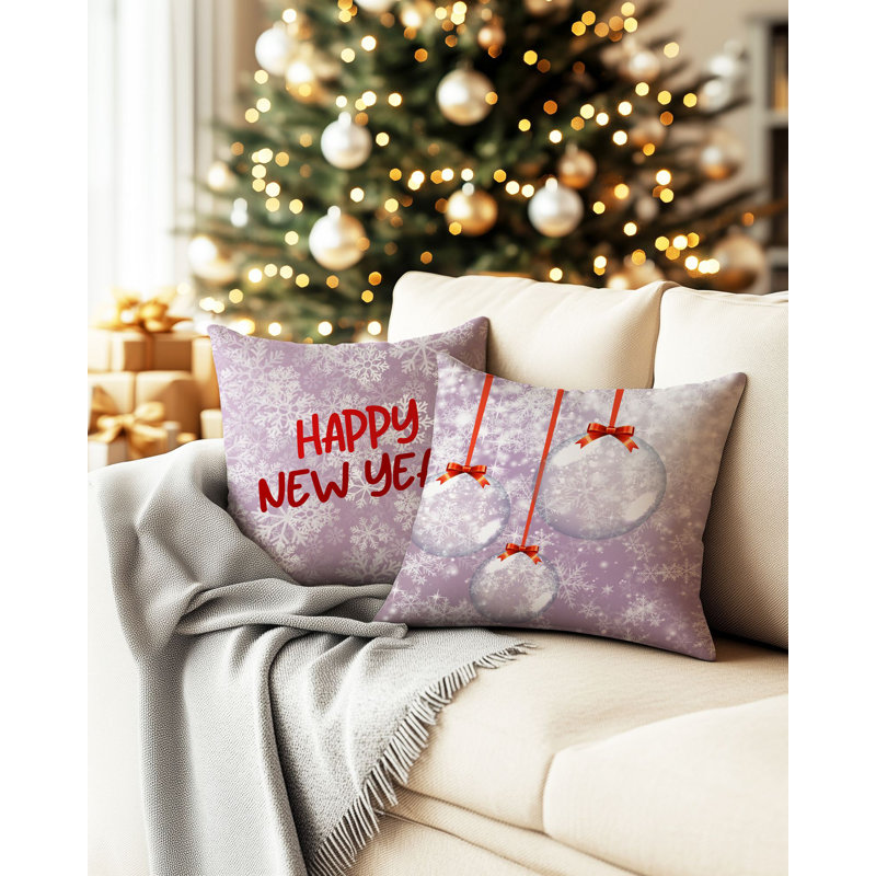 Miti Christmas Cushion Cover Set (2 Pieces), 16.9 x 16.9 Inches | 50% Cotton / 50% Polyester, Machine Washable at 86°F | Ironable, No Filling | Perfect Holiday Decor for Cozy Living Spaces and Festive Touch