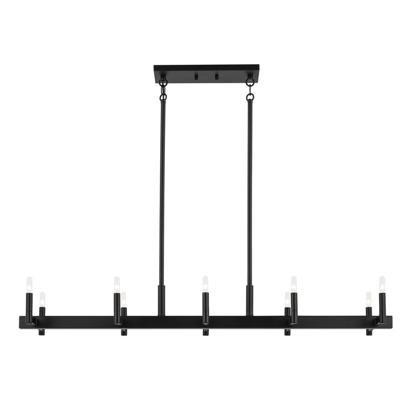 Erzo 10 - Light Steel Dimmable Kitchen Island Classic / Traditional Chandelier, Black