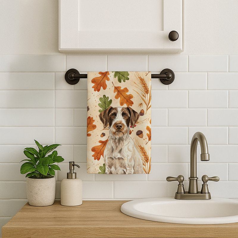 Serviette de cuisine tricolore Sheltie, Foie et pointeur allemand en fil de fer blanc