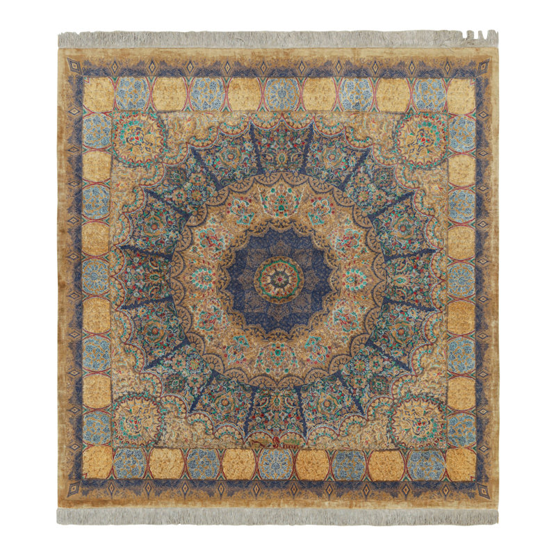 Rug & Kilim’S Modern Classics Square Rug In Polychrome Floral Medallion “Liliom”