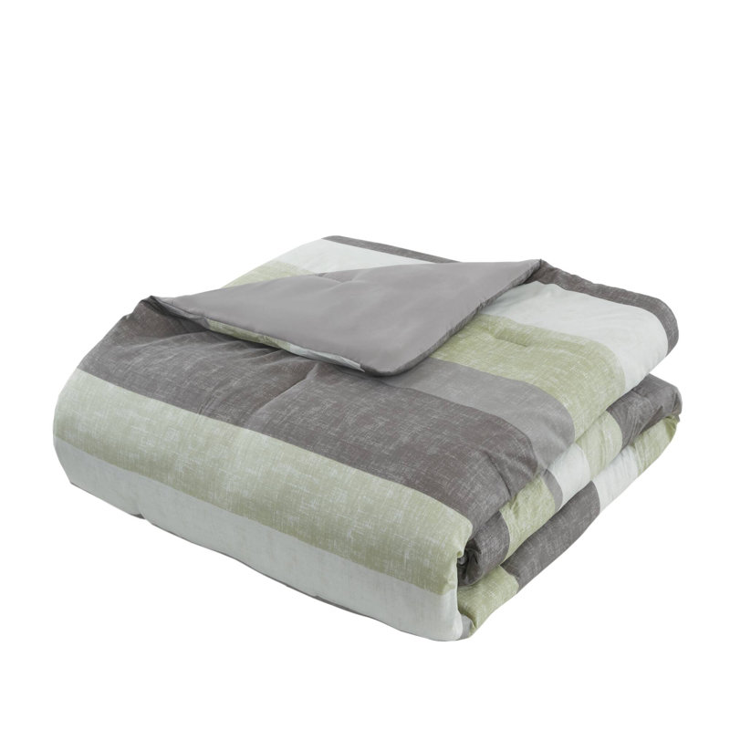 Jaxon Comforter Set with Bed Sheets, King Comforter + 6 Additional Pieces, Green/Gray