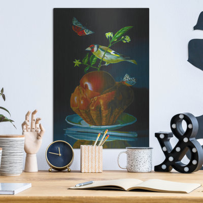 Winston Porter «The Brioche And The Goldfinch» par Valery Vecu Quitard, art mural en métal