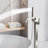 34" Floor Mount Freestanding Bathtub Faucet With Handheld Shower, Brushed Nickel, 304 Stainless Steel, CUPC Certified Ceramic Valve, Waterfall Spout, 2-In-1 Dual Function-125033842