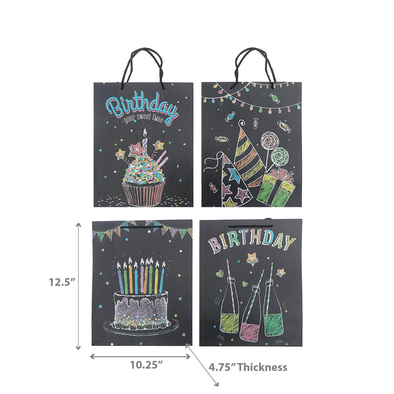 Ensemble de 12 sacs-cadeaux Glitter Happy Birthday