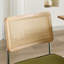 De 2 chaises de salle à manger de style Mid-Century moderne, rembourrage en velours olive, dossier en canne, base en acier inoxydable, conception en porte-à-faux pour coussin de soutien ferme, support naturel, longévité-132995357