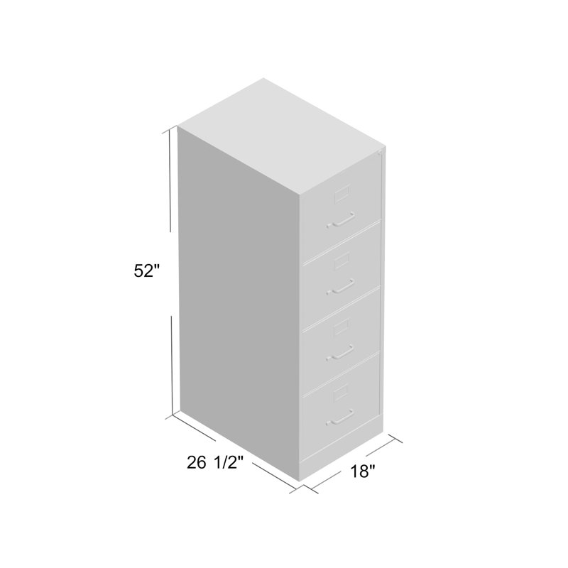 18'' Wide 4 -Drawer Steel File Cabinet, Light Gray