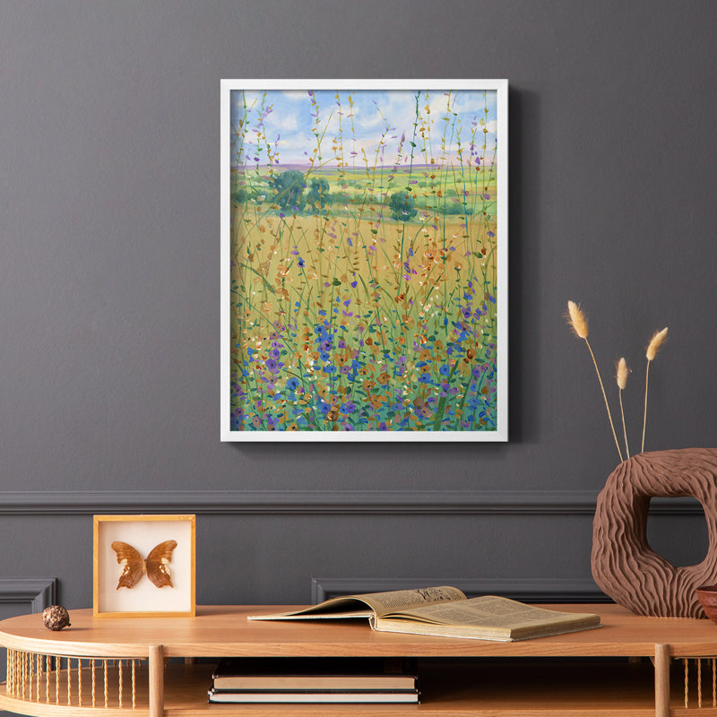 Wildflower Path I, reproduction encadrée - bois massif, Blanc, H 14 po x l 11 po