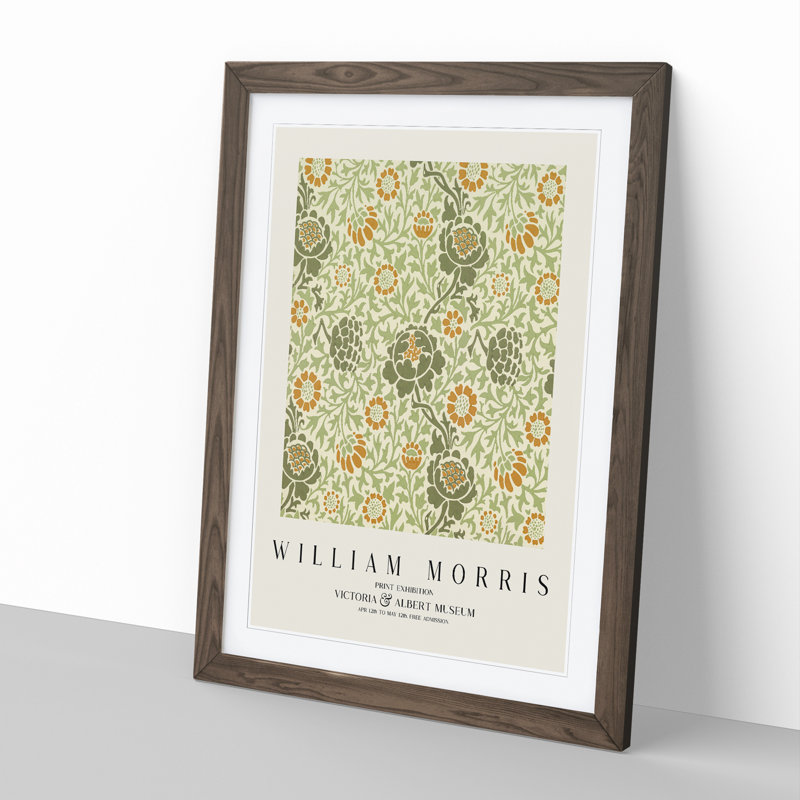 Grafton by William Morris - Single Picture Frame Print, Walnut Framed, 36cm H x 27cm W x 2cm D