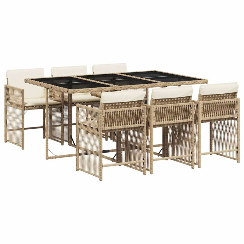 Patio Dining Set with, Cream White, Beige