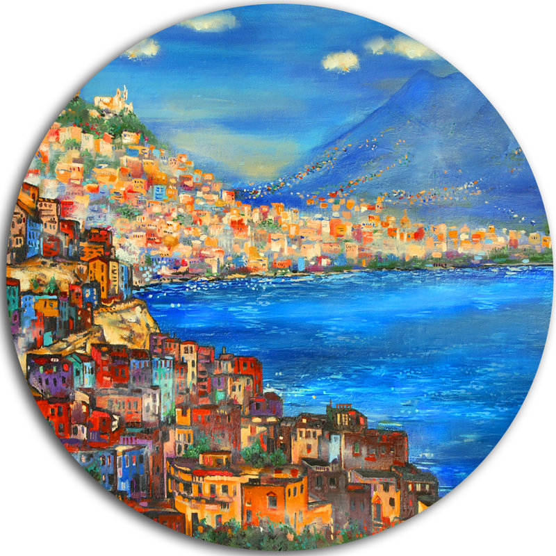 « naples today », reproduction d’art sur métal, H 23 po x l 23 po x P 1 po