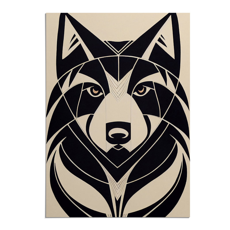 Wolf In Abstract No.3 - Wall Art, Paper, 42cm H x 29.7cm W, White