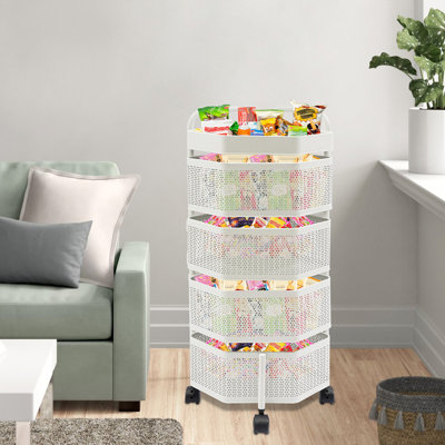 4-Tier Shelving Unit with Wheels Rotating Storage Rack