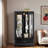 Lighted Glass Curio Cabinet With Led Light, Adjustable Shelves And Drawer