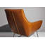  Fauteuil brun en similicuir patiné avec structure en métal noir