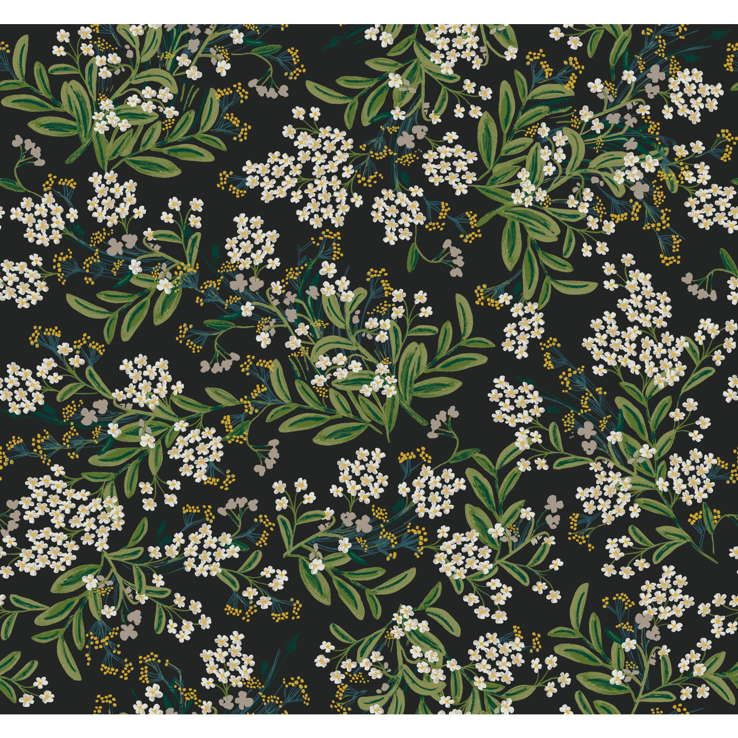 Cornflower Wallpaper Double Roll, Black/Green