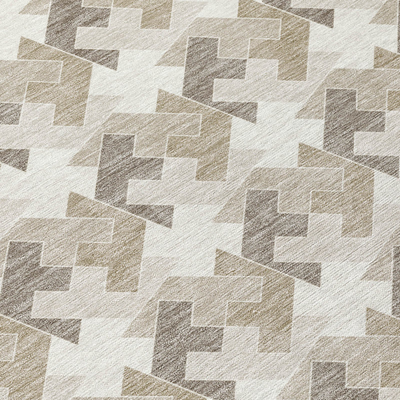 Tapis géométrique intérieur / extérieur lavable à la machine Chantille ACN2851, 1 pi 8 po x 2 pi 6 po, Ivoire ivoire