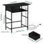 Black Vanity Desk with Charging Station and Storage Drawer