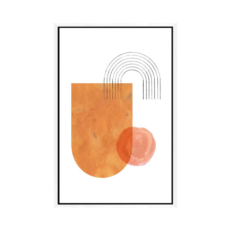 Burnt Orange Abstract - Painting on Canvas, 101.6cm H x 66.04cm W x 3.81cm D, White Framed