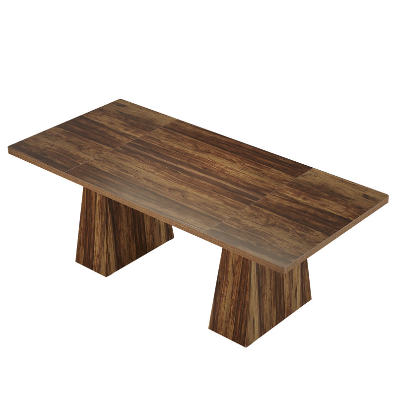 Table de salle à manger de style campagnard brun moderne 63 po, grande table de salle à manger rectangulaire pour 4 à 6 personnes