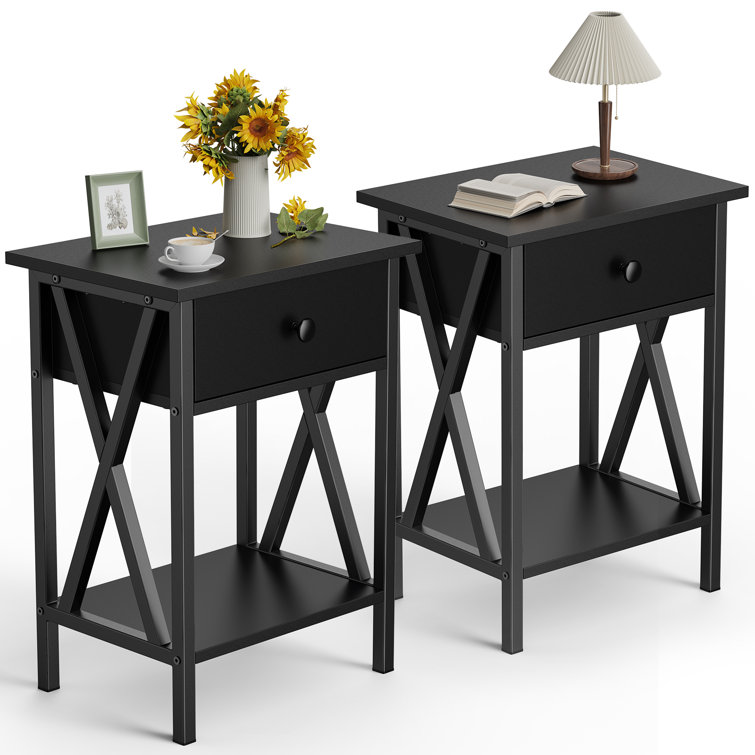 Gracie Oaks Manufactured Wood；Steel Nightstand | Wayfair