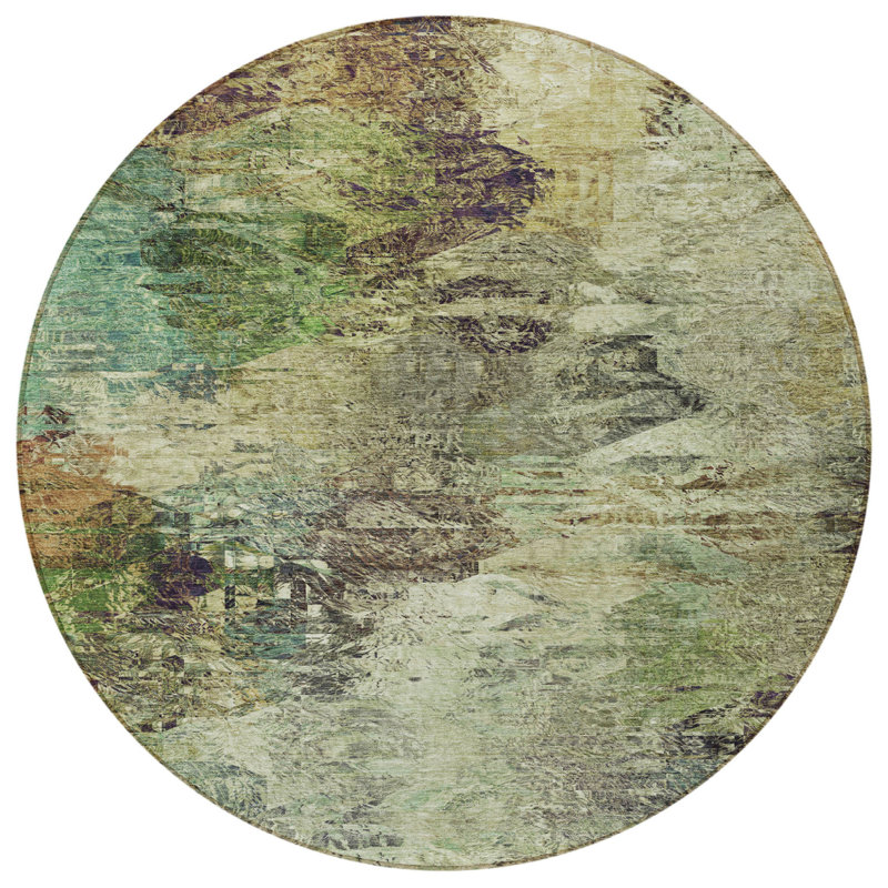Tapis extérieur rond 8 po vert et vert artichaut
