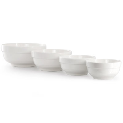  Great Essentials 4 Piece Fine Ceramic Serving Bowl Set in White