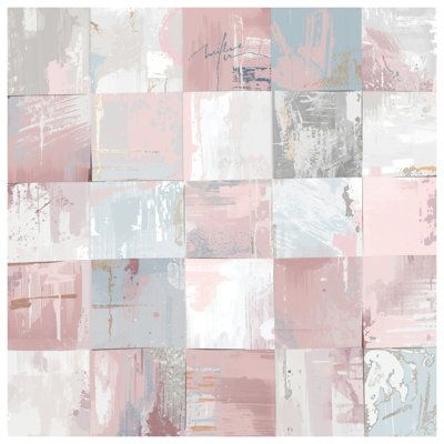 Pastel Abstract Patchwork Bath Mat