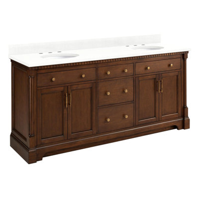 Ensemble de meuble-lavabo double autoportant en acajou 72 po avec meuble-lavabo Claudia