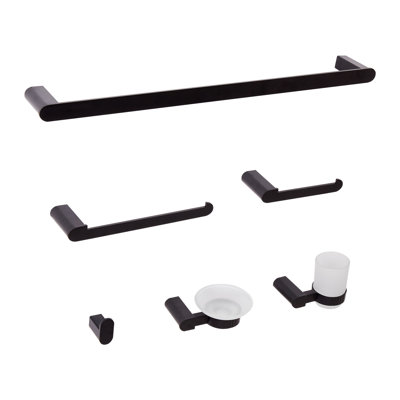 6-Piece Bathroom Hardware Set PARACAS with Towel Bars and Hooks