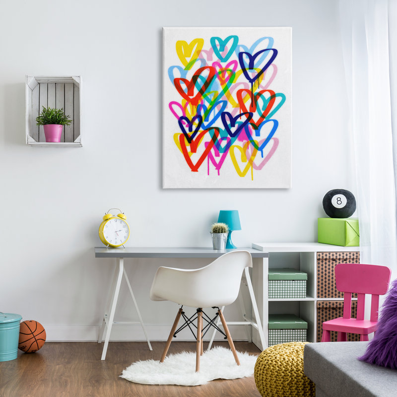 Conception d'art sur toile Ebern Designs Modern Urban Hearts par Victoria Barnes, H 48 po x l 36 po x P 1,5 po