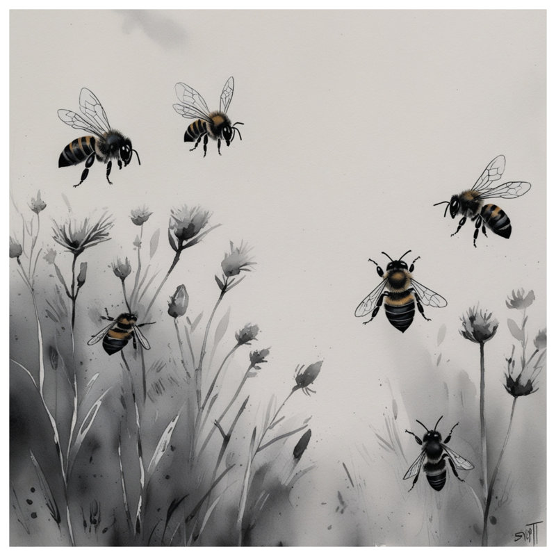 Tapis de bain Bees On Wildflowers, L 34 po x L 21 po