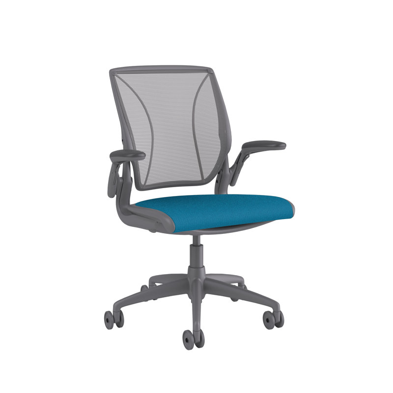 Mesh Task Chair, Gray, Pinstripe/Silver, Pinstripe/Silver