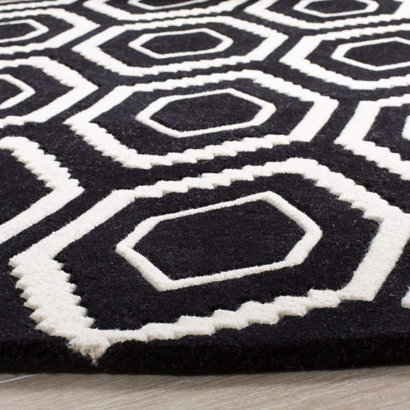 Deedie Hand Tufted Wool Geometric Rug, Square 7'